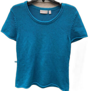 Croft and Barrow short sleeve cotton sweater top color teal